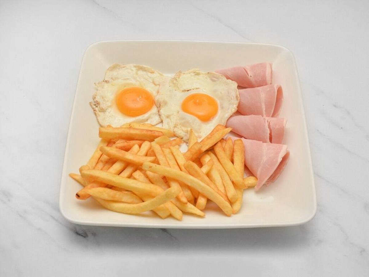 Ham, Double Egg & Chips